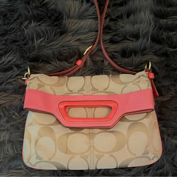 Coach Beige and Coral Crossbody Bag - Picture 1 of 6
